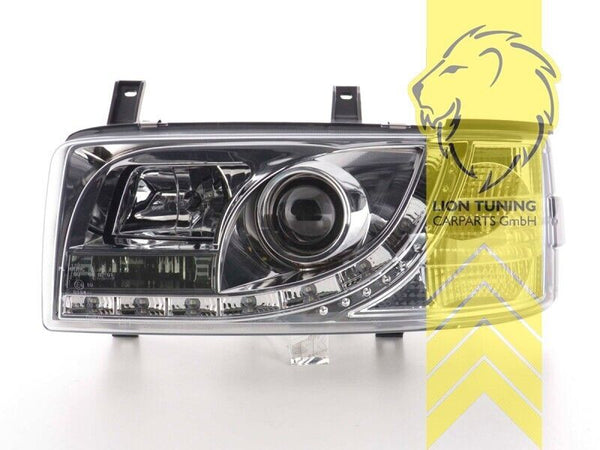 LT LED DRL Halo Lightbar Headlights VW T4 Bus 90-03 Transporter chrome LHD