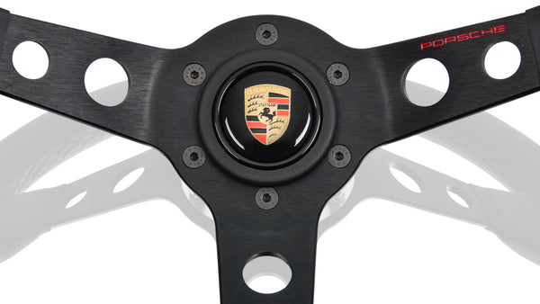 Genuine Porsche Momo Classic performance steering wheel black leather stitching