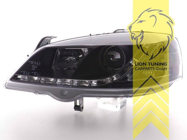 LT Pair LED  DRL Lightbar Headlights Opel Vauxhall Astra G Black 98-05 Black LHD