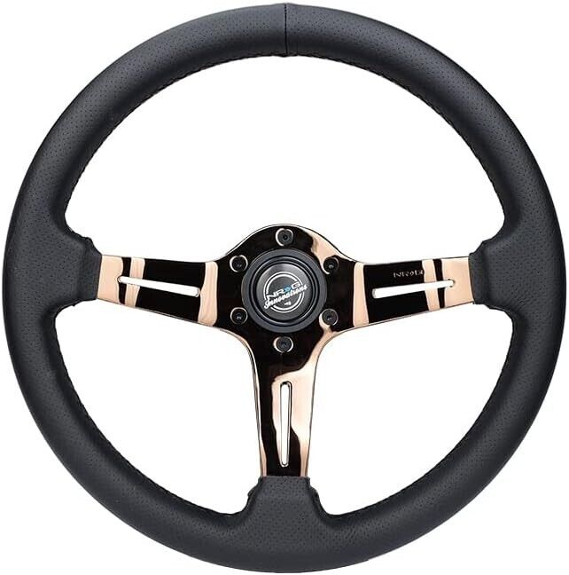 NRG Innovations Universal 350mm Leather Steering WHEEL Rose Gold Car Sim 6-Bolt