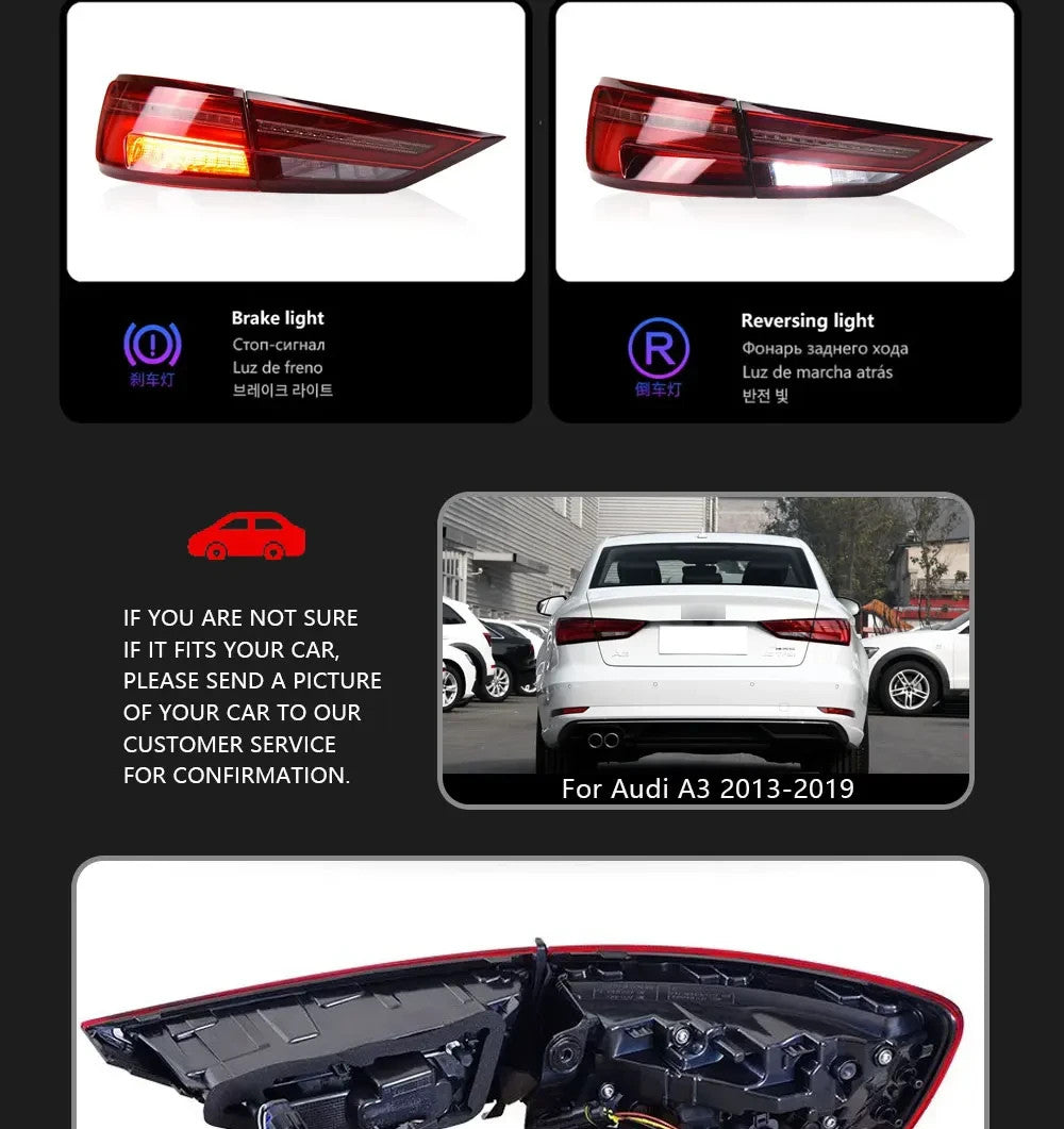 TYPY Pair 13-19 Audi A3 8V Lightbar LED DRL Dynamic Rear Lights Tail Lamps