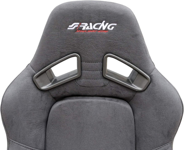 Simoni Racing x2 SRS/12 Charles - Universal Reclining Sports Bucket Seats + Runners Black Alcantara Velour Suede Fabric