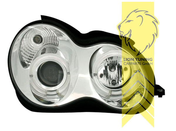 LT LED DRL Dual Halo Headlights Mercedes W203 S203 T-Model C-Class chrome LHD