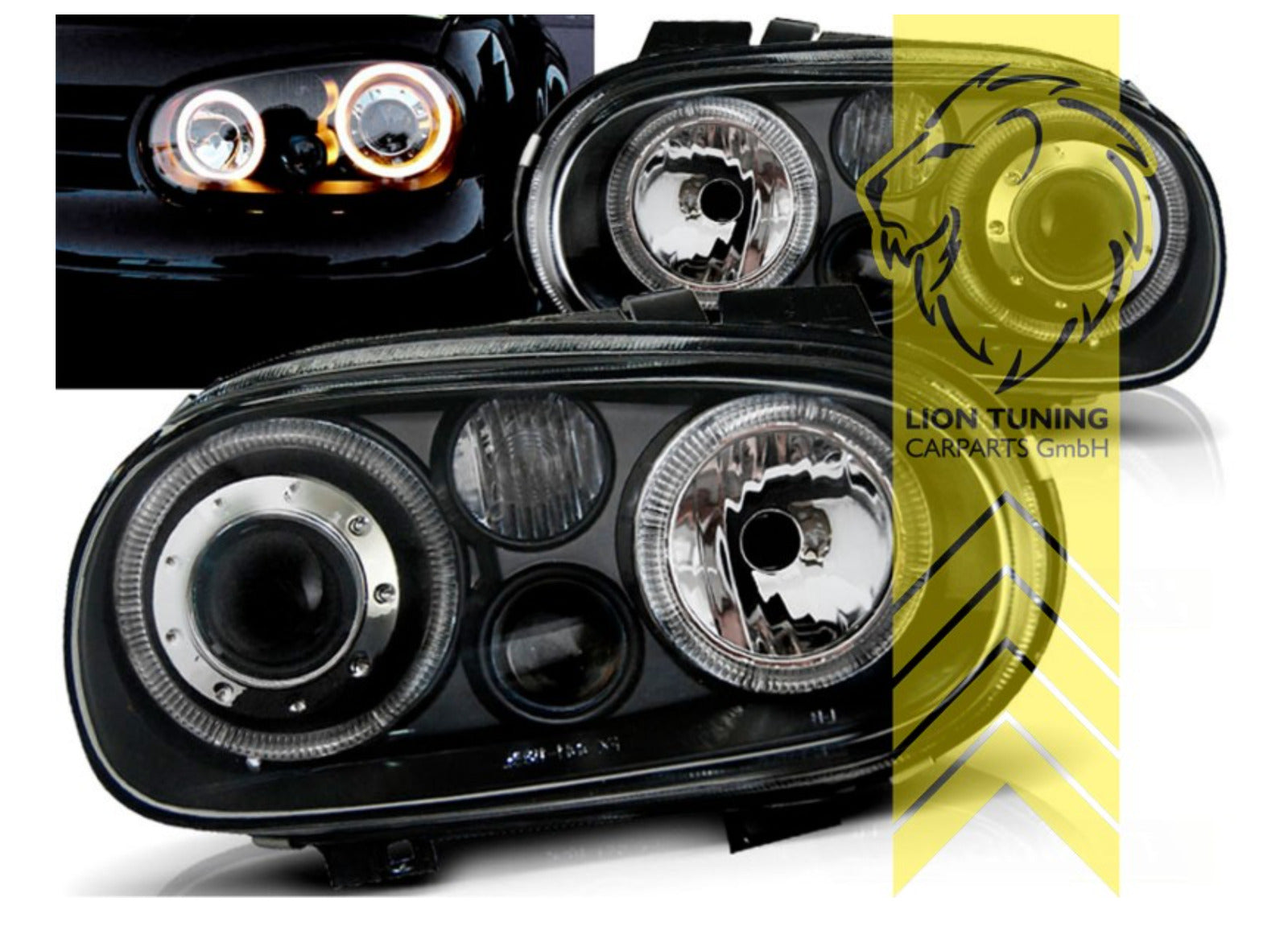 LT LED DRL Dual Angel Eye Halo Ring Headlights VW Golf 4 1J1 1J5 1E7 Limo Cabrio black LHD