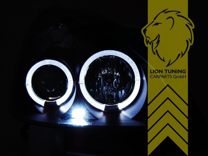 LT LED DRL Halo Headlights Renault Clio B Phase 2 B, CB LB S 01-05 black LHD