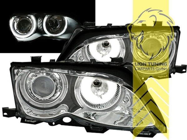 LT LED DRL Halo CCFL H1 Headlights BMW E46 Limousine Touring chrome 01-05 LHD