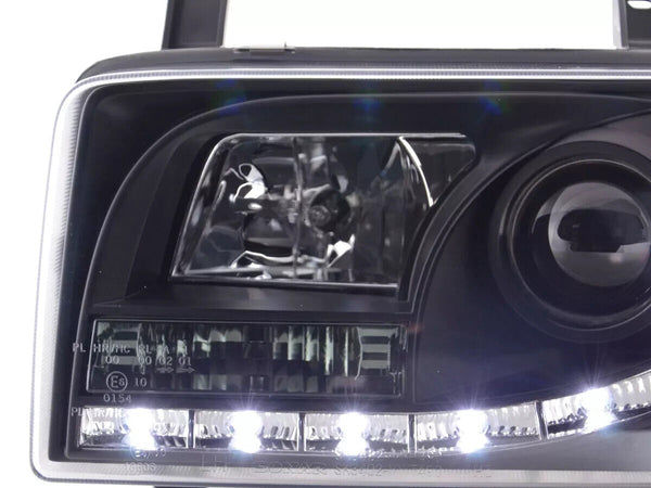 FK Set LED Devil Eye Projector Headlights VW Transporter T4 90-96 Black LHD