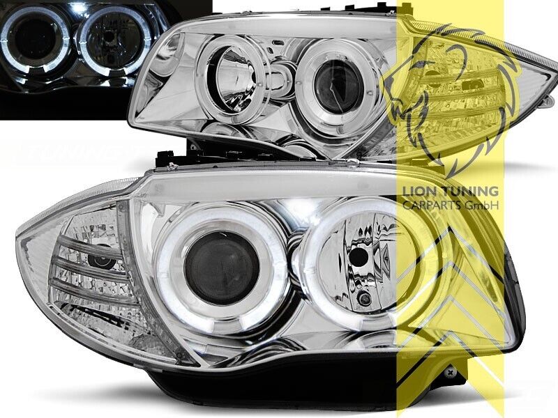 LT Pair LED DRL Halo Headlights BMW 1 Series E81 E82 E87 E88 03-12 chrome LHD