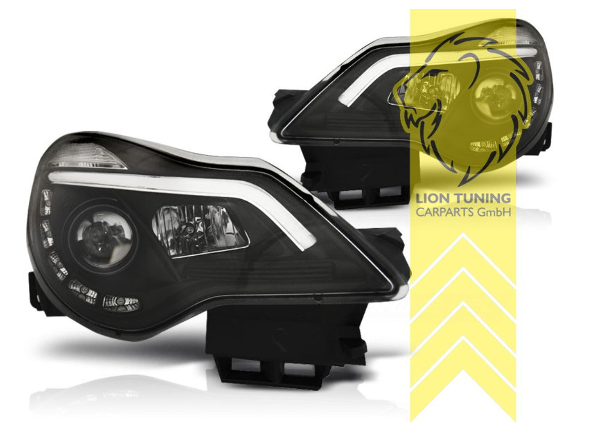 LT LED DRL Lightbar Headlights Opel Vauxhall Corsa D Facelift black 10-14 LHD