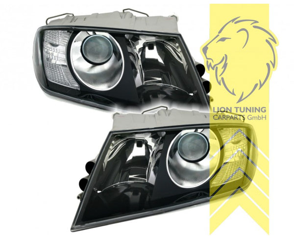 LT Pair Halogen Headlights Skoda Octavia MK2 2 1Z 04-08 Black & Clear H7 H1 LHD