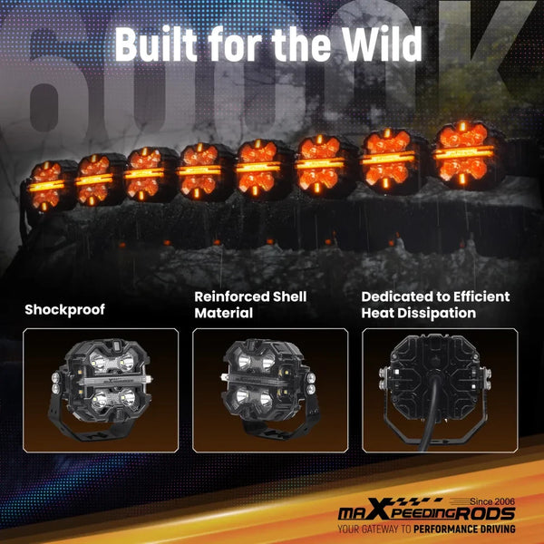 MXPR 3.5" 160W LED Headlights Fog Lights Spot Beam RGB DRL Square Lamps