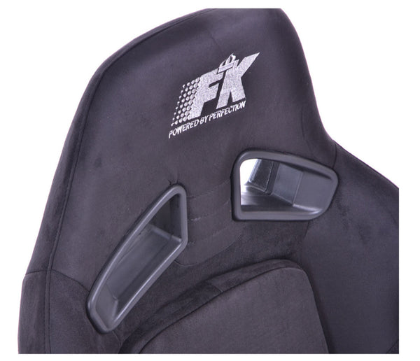 FK Pair Deluxe Syn Suede Alcantara Black Universal Car Sports Car Bucket Seats