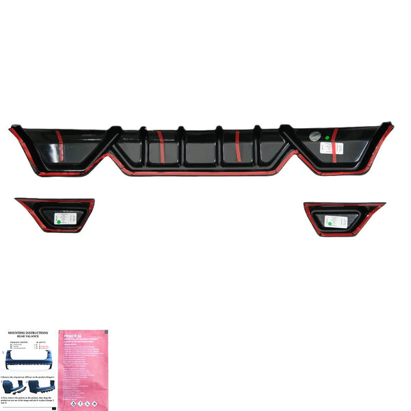 OW Rear Diffusor Diffuser VW Transporter T7 24+ Transit Custom 2 ABS Gloss Black
