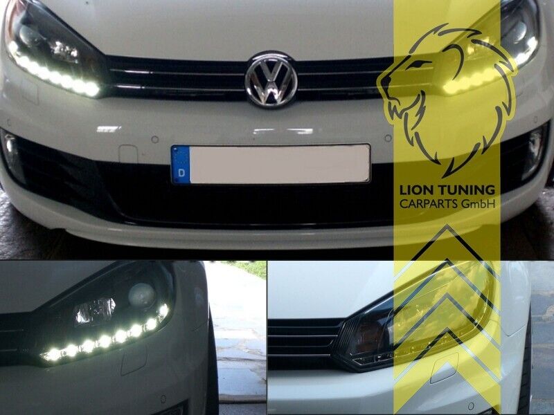 LT Pair LED DRL Lightbar Headlights VW Golf 6 MK6 08+ Limo Variant Cabrio black