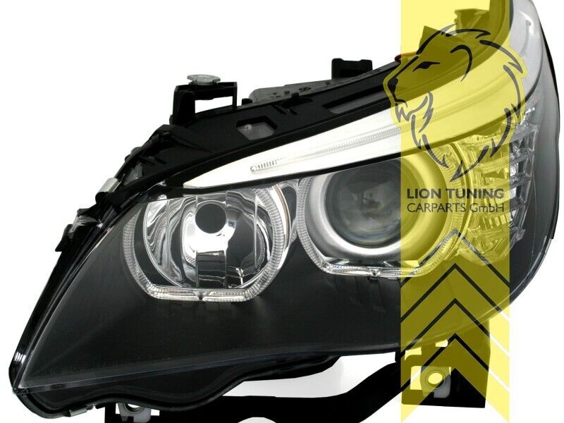 LT LED DRL Halo Lightbar Headlights BMW E60 Sedan E61 03-07 Touring black LHD