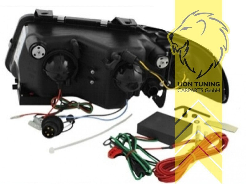 LT Pair LED DRL Lightbar Headlights Audi A4 B5 94-98 Sedan Avant black LHD