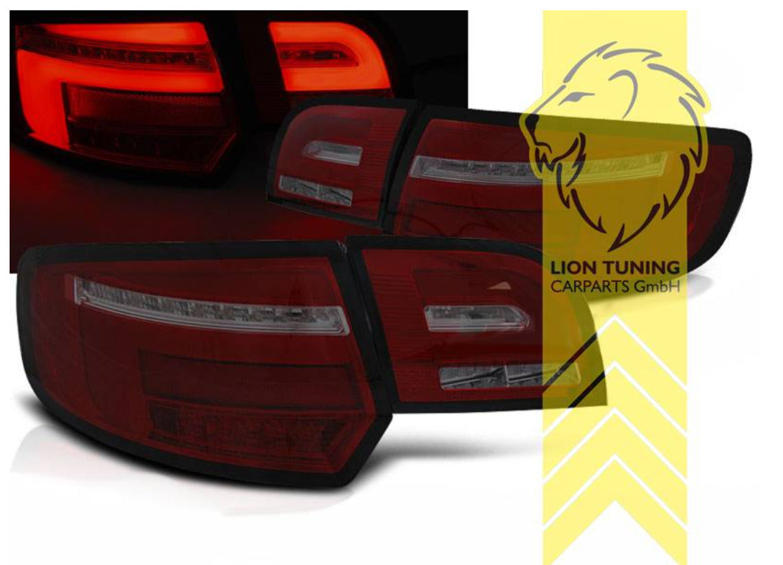 Liontuning LED Lightbar Rear Lights Tail Lamps Audi A3 8P 8PA FL Facelift 08-12 Red Smoke S3 LHD