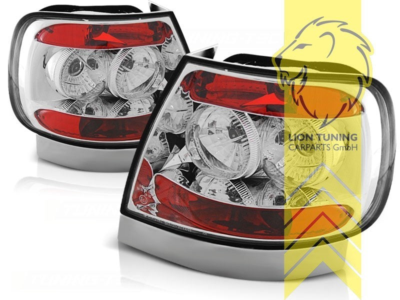 LT Pair Halogen Rear Lights Tail Lamps Audi A4 B5 8D sedan white chrome LHD