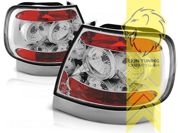LT Pair Halogen Rear Lights Tail Lamps Audi A4 B5 8D sedan white chrome LHD