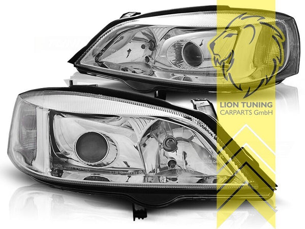 LT Pair XENON Projector Headlights Opel Vauxhall Astra G Chrome LHD