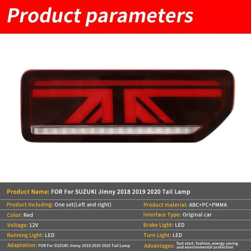 VLAND Pair Suzuki Jimny 19+ LED DRL Lightbar Rear Lights Tail Lamps Smoke LHD