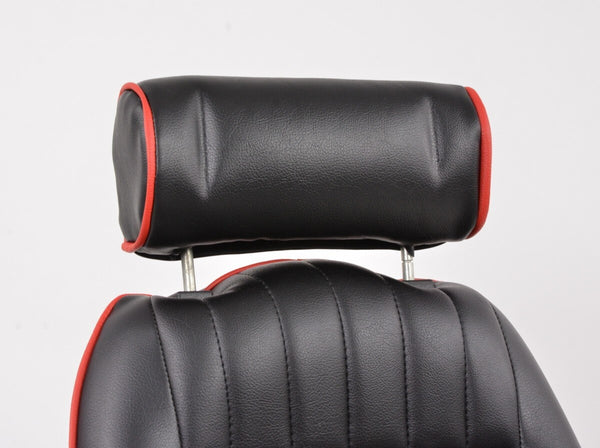 FK Pair Classic II Retro Kit Car Bucket Sports Seats - Black Red Piping + slides