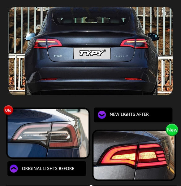 TYPY Pair 19-22 Tesla Model 3 Model Y Lightbar Sequential LED DRL Rear Lights