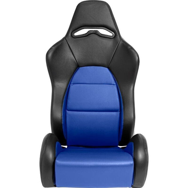 UK Stock - Auto-Style x1 Single - Car & Racing Sim - Universal Reclining Sports Bucket Seat BLACK BLUE + runners