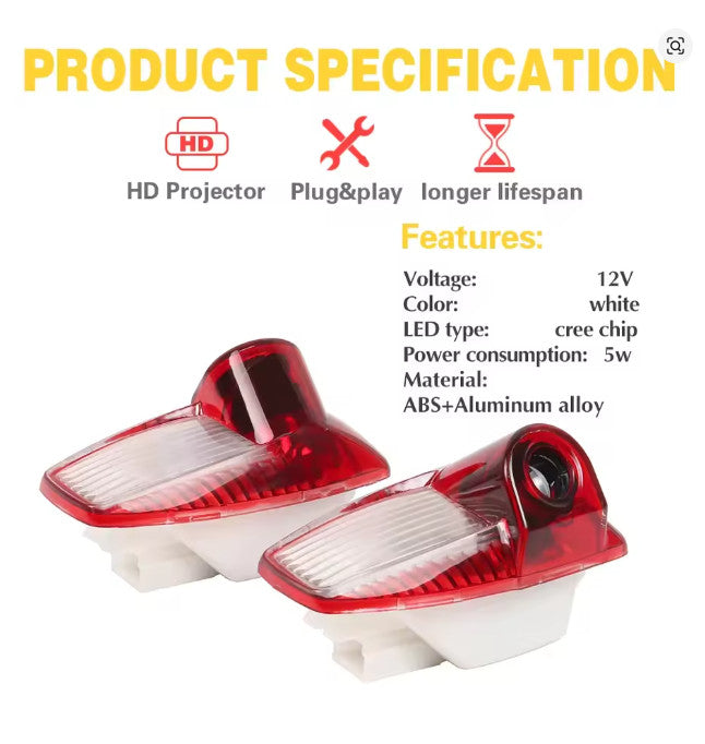 2x LED Projector Puddle Courtesy Door Lights Porsche 970 987 986 911 997 05-16