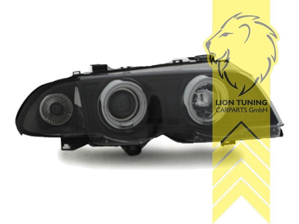 LT LED DRL CCFL Halo Ring Headlights BMW E46 Sedan Touring 98-01 black LHD