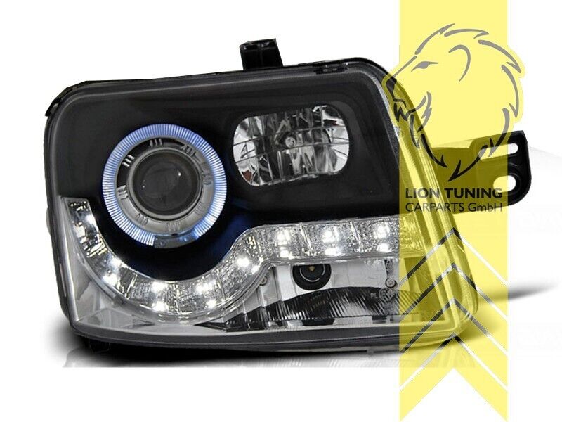 LT Pair LED DRL Angel Eye Halo Ring Headlights Fiat Panda 169 03-09 black LHD