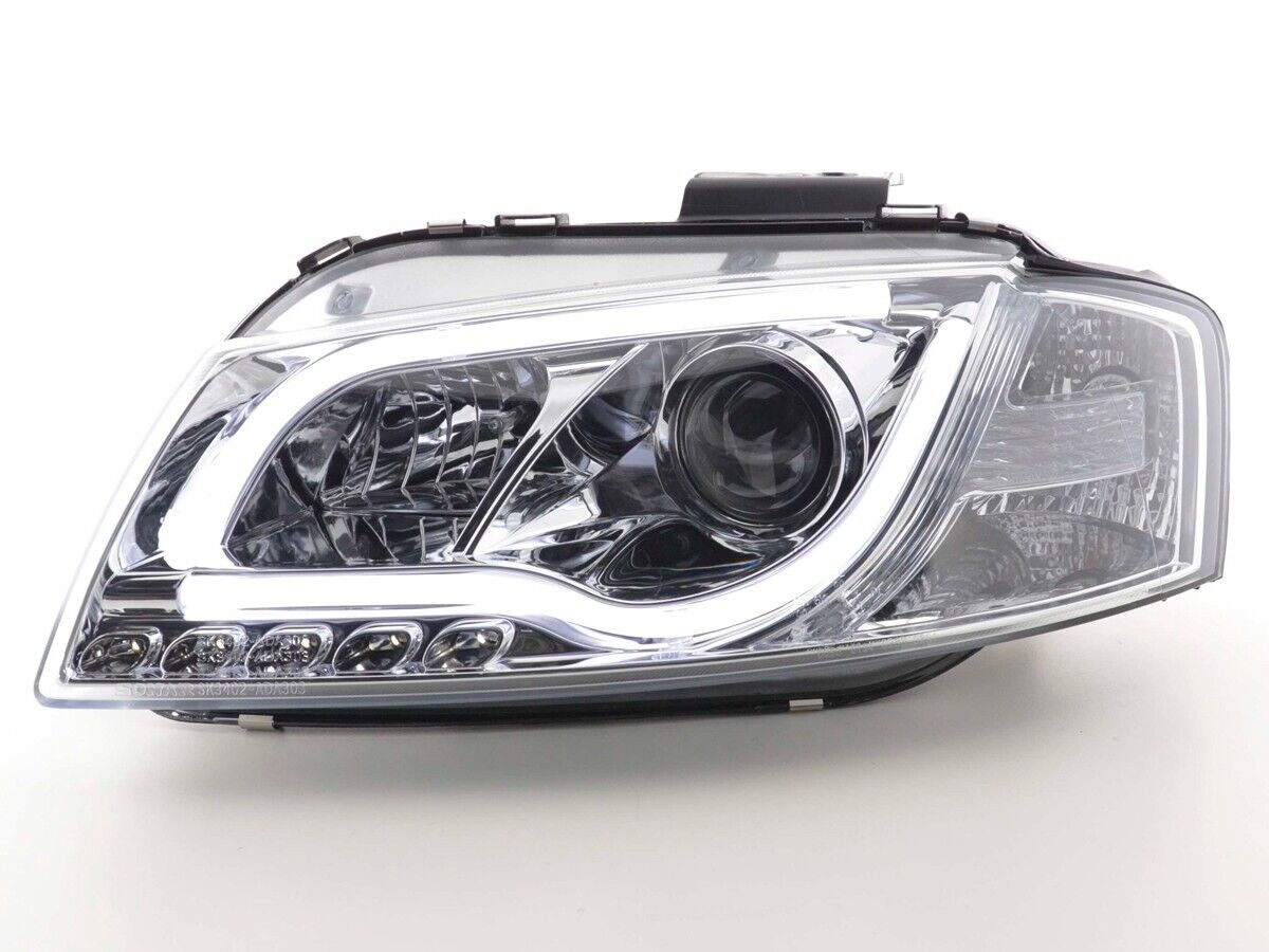 FK LED DRL Headlights Lightbar Halo Projector Audi A3 8P 8PA 03-08 Chrome LHD