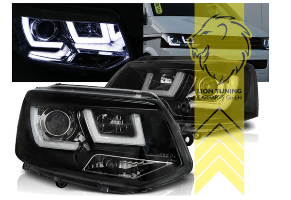 LT LED DRL Halo Angel Eye Headlights VW T5 Bus Van Camper Transporter Facelift U-Tube black LHD