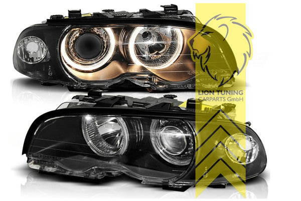 LT LED DRL Halo Angel Eye Headlights BMW 3-Series E46 Coupe Cabrio 99-03 black