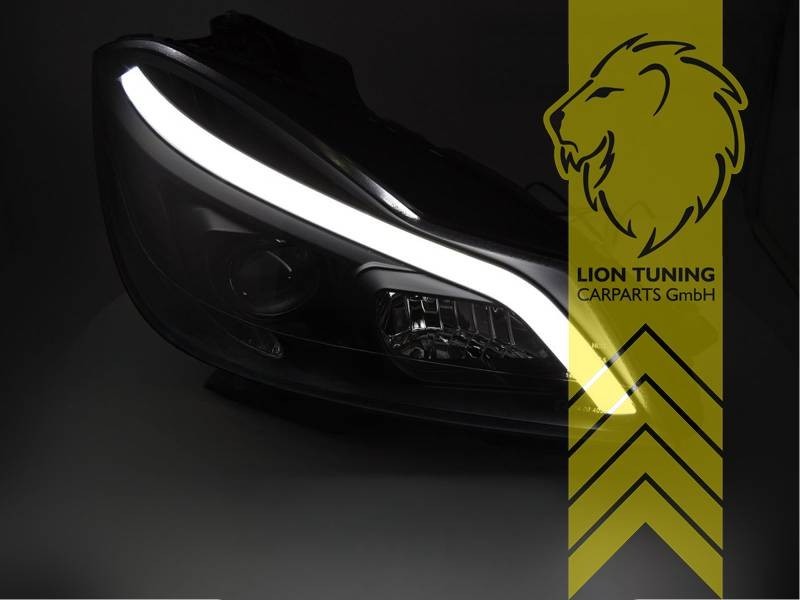 LT LED DRL Lightbar Headlights Mercedes Benz W204 S204 C-Class gloss black LHD