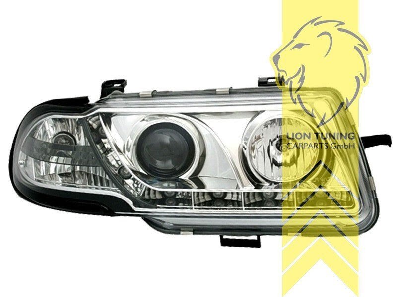 LT Set LED DRL Lightbar Halo Headlights Opel Vauxhall Astra F 91-94 Chrome LHD