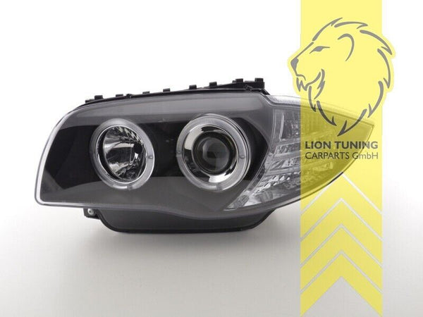 LT Pair LED DRL Halo Headlights BMW 1-Series E81 E82 E87 E88 03-12 Black LHD
