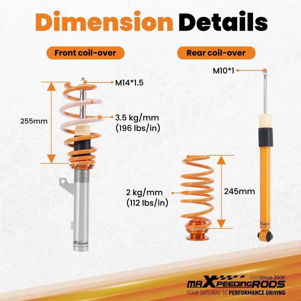 MXPR Pro Lowering Coilovers VW Golf MK8 Hatchback 2020-2022 FWD