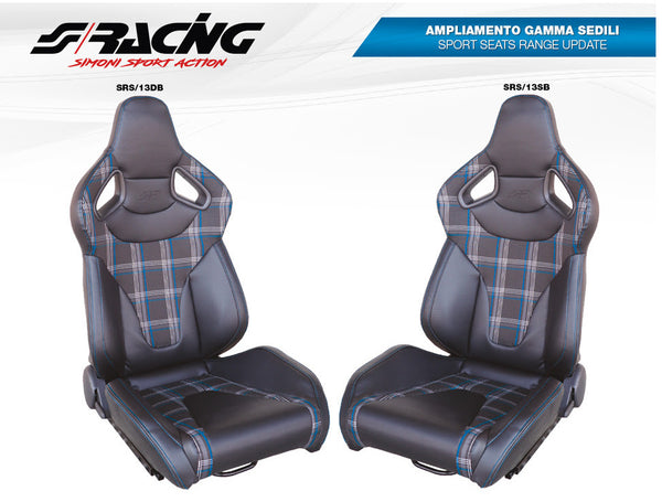 Simoni Racing Universal Plaid Check Tartan GTI x1 Bucket Seat Black & Blue