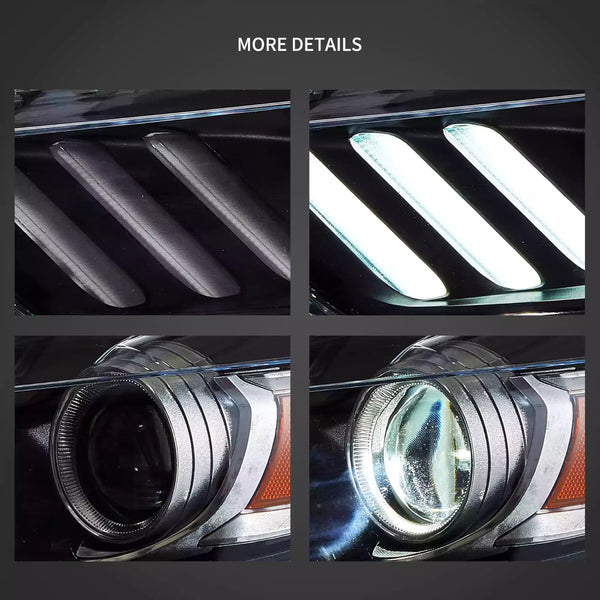 VLAND Pair 2015-2017 Ford Mustang LED DRL Projector Aftermarket Headlights LHD