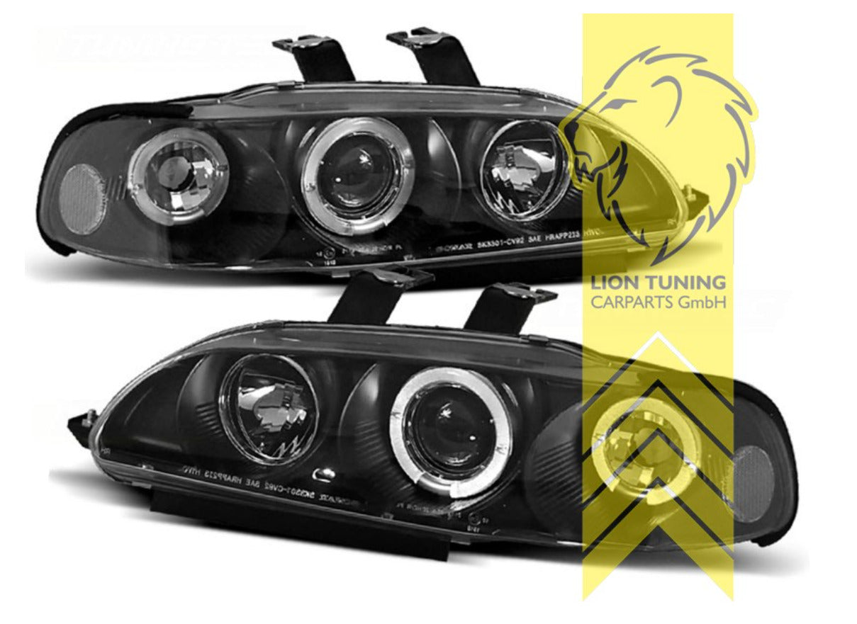 LT Set LED Halo Ring Eye Headlights Honda Civic 5 MK5 Coupe Hatchback black LHD