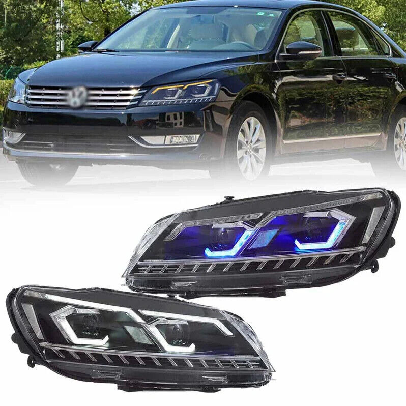 VLAND VW Passat 11-15 OE Halogen LED DRL Seq Ani Welcome Lightbar Headlights LHD