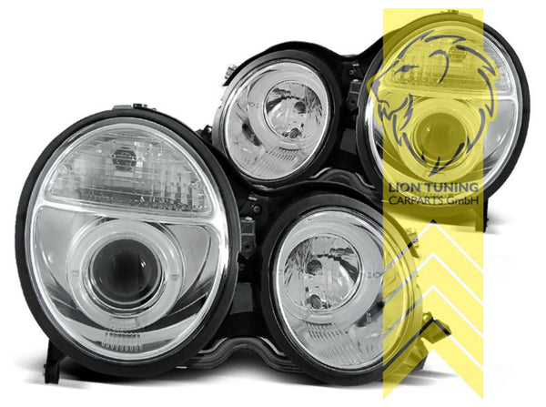 LT Halogen Halo Headlights Mercedes W210 Limo T-Model E-Class chrome LHD