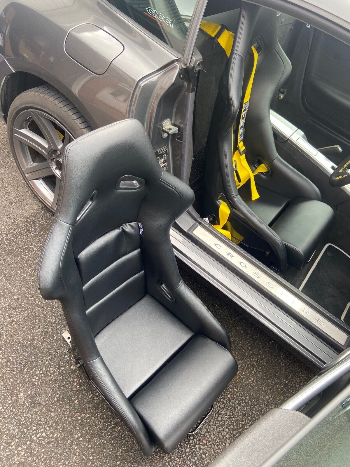 Auto-Style x2 BS1 Universal Motorsport Bucket Seats - Fixed Back  Fibreglass & Paintable - Black Synthetic Leather