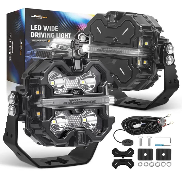 MXPR 3.5" 160W LED Headlights Fog Lights Spot Beam RGB DRL Square Lamps