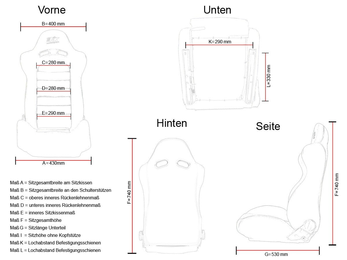 UK FK Pair Universal Fixed Back Classic Retro Bucket Seats Black White Piping