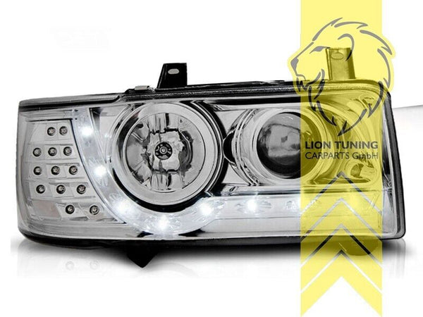 LT LED DRL Halo Lightbar Headlights VW T4 Bus 90-03 Transporter chrome LHD