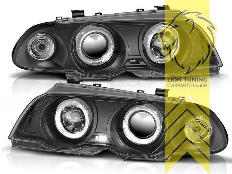 LT LED DRL Halo CCFL H1 Headlights BMW E46 Limousine Touring 98-01 black LHD