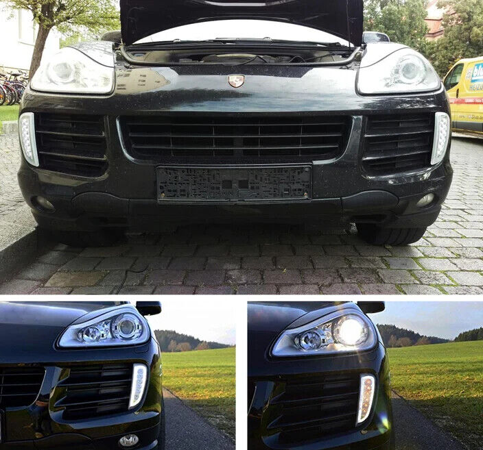 07-10 Cayenne Sequential Switchback LED DRL Fog & Indi Kit 2007-2010 Facelift Porsche Cayenne with vertical stock turn signals