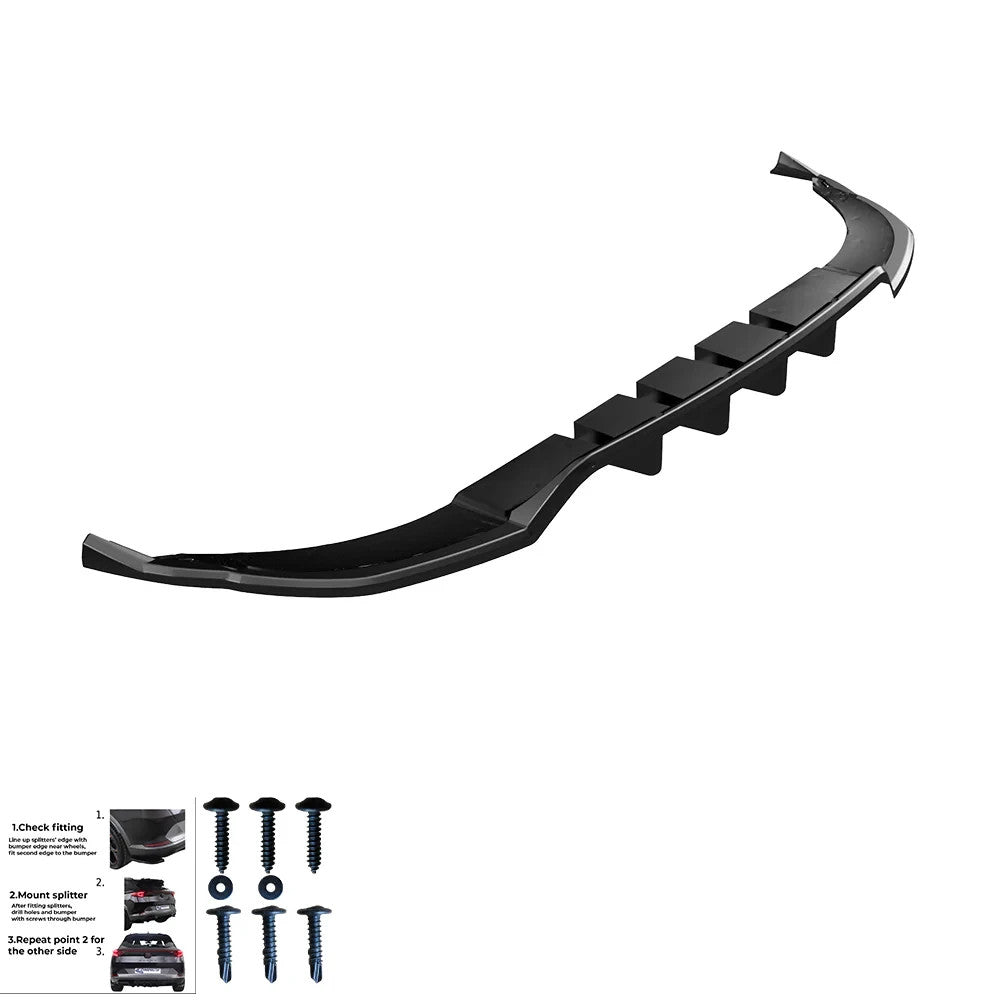 OW Rear Bumper Diffusor Splitter AUDI Q8 S-Line Mk1 2018-2023 Gloss Black